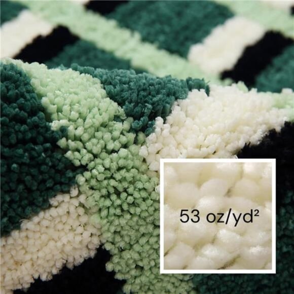 GIB Dark Green Checkered Bathroom Rug Mat 24" x 16", Extra Soft Absorbent - Picture 3 of 7